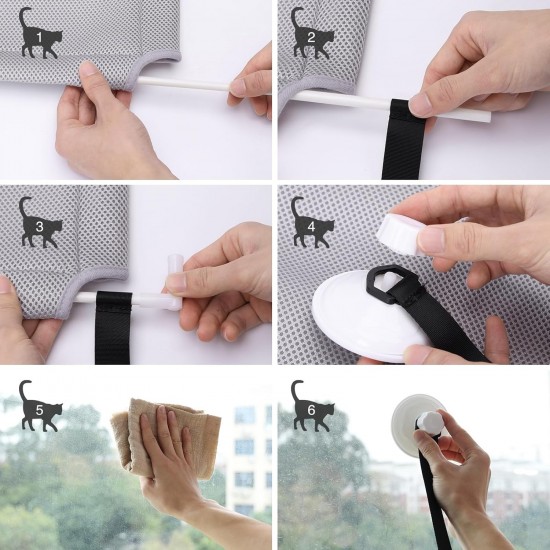 Window Hammock for Cats with Heavy Duty Suction Cups, Easy Installation and Ergonomic Design, Ideal for Outdoor Resting and Watching Window Hammock for Cats with Heavy Duty Suction Cups, Easy Installation and Ergonomic Design, Ideal for Outdoor Resting and Watching