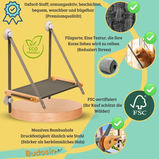 Window Lounger for Cats - Cat Bed Window - Cat Hammock - Cat Hammock - Cat Hammock - Foldable Cat Hammock 54 cm - Solid Wood Window Lounger for Cats - Cat Bed Window - Cat Hammock - Cat Hammock - Cat Hammock - Foldable Cat Hammock 54 cm - Solid Wood