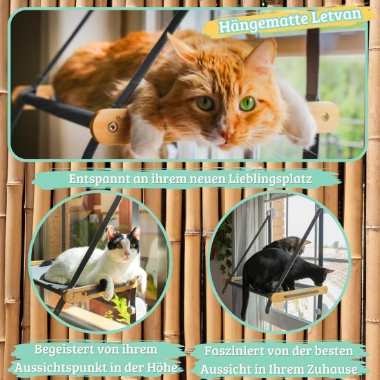 Window Lounger for Cats - Cat Bed Window - Cat Hammock - Cat Hammock - Cat Hammock - Foldable Cat Hammock 54 cm - Solid Wood Window Lounger for Cats - Cat Bed Window - Cat Hammock - Cat Hammock - Cat Hammock - Foldable Cat Hammock 54 cm - Solid Wood