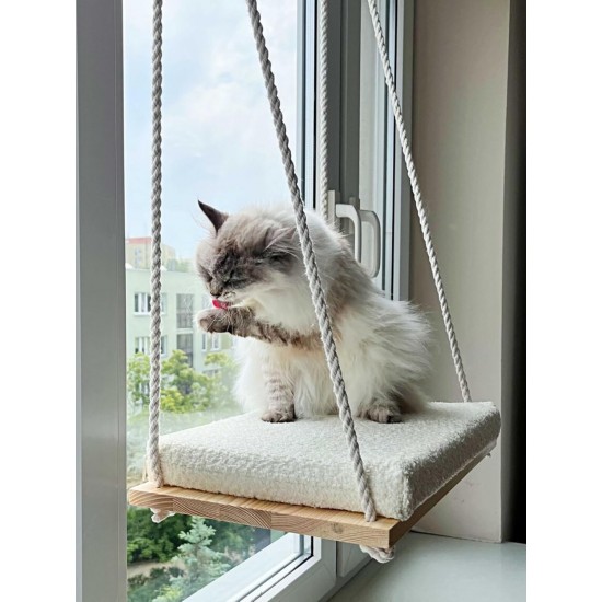 Window Lounger for Cats with Metal Hook Attachment Cat Hammock Cat Window Seat Cat Window Lounger 50 cm x 30 cm Wooden Window Lounger for Cats with Metal Hook Attachment Cat Hammock Cat Window Seat Cat Window Lounger 50 cm x 30 cm Wooden