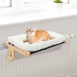 WingFly Cat Hammock Window Perch Seat Kitten Hanging Bed Window Sill for Large Pet Shelf Sturdy Kitten Lounger Washable Cushion No Drilling Wooden Bar Holds 40lbs (White, B) WingFly Cat Hammock Window Perch Seat Kitten Hanging Bed Window Sill for Large Pet Shelf Sturdy Kitten Lounger Washable Cushion No Drilling Wooden Bar Holds 40lbs (White, B)