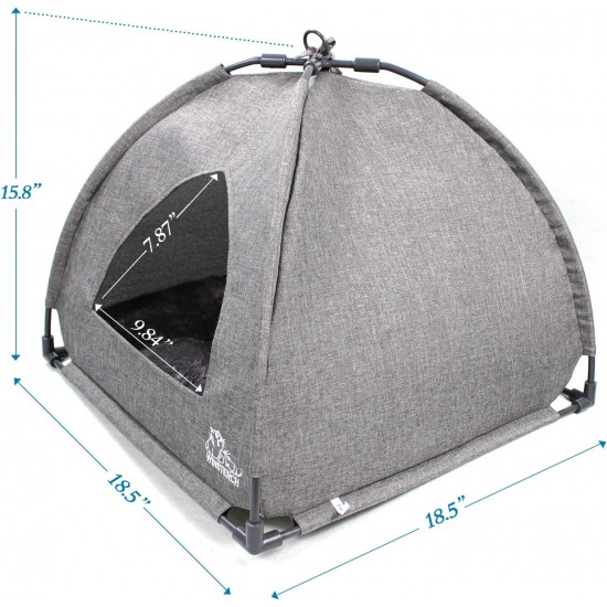 Winsterch Indoor Cat Bed, Pet Tent for Cats, Small Dogs, Kitten Bed with Removable Washable Cushion (47 x 47 x 49 x 49 cm, Grey) Winsterch Indoor Cat Bed, Pet Tent for Cats, Small Dogs, Kitten Bed with Removable Washable Cushion (47 x 47 x 49 x 49 cm, Grey)