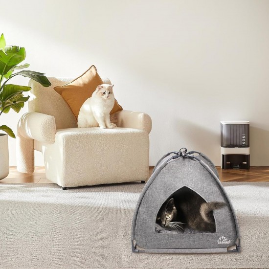 Winsterch Indoor Cat Bed, Pet Tent for Cats, Small Dogs, Kitten Bed with Removable Washable Cushion (47 x 47 x 49 x 49 cm, Grey) Winsterch Indoor Cat Bed, Pet Tent for Cats, Small Dogs, Kitten Bed with Removable Washable Cushion (47 x 47 x 49 x 49 cm, Grey)