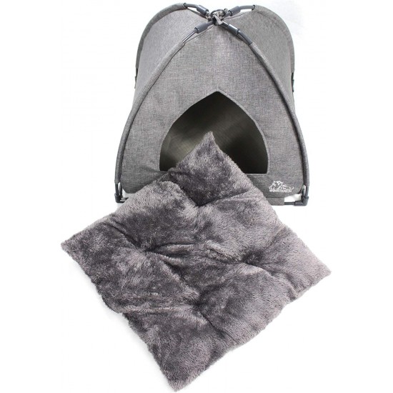 Winsterch Indoor Cat Bed, Pet Tent for Cats, Small Dogs, Kitten Bed with Removable Washable Cushion (47 x 47 x 49 x 49 cm, Grey) Winsterch Indoor Cat Bed, Pet Tent for Cats, Small Dogs, Kitten Bed with Removable Washable Cushion (47 x 47 x 49 x 49 cm, Grey)