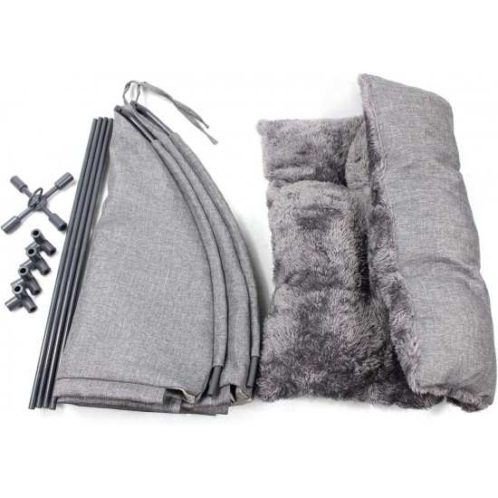 Winsterch Indoor Cat Bed, Pet Tent for Cats, Small Dogs, Kitten Bed with Removable Washable Cushion (47 x 47 x 49 x 49 cm, Grey) Winsterch Indoor Cat Bed, Pet Tent for Cats, Small Dogs, Kitten Bed with Removable Washable Cushion (47 x 47 x 49 x 49 cm, Grey)
