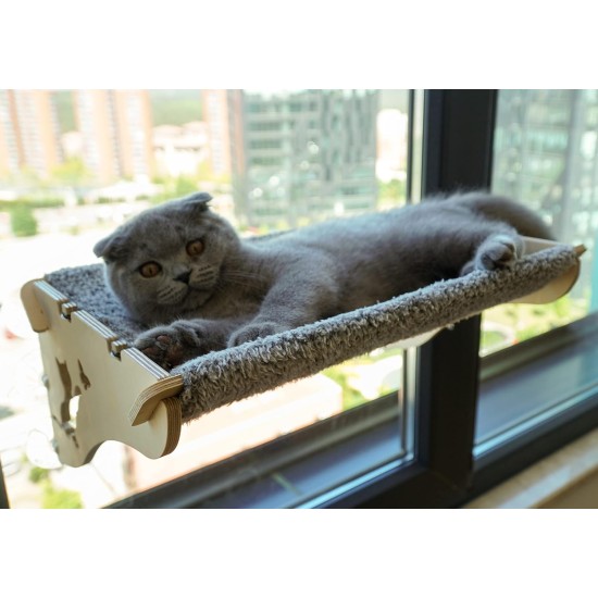 Wooden Hammock for Cats, 61 x 29 cm, Window Seats, Sleeping / Sunbathing Place, Window Lounger, Powerful Suction Cups Up to 15 kg, Safe and Robust Wooden Hammock for Cats, 61 x 29 cm, Window Seats, Sleeping / Sunbathing Place, Window Lounger, Powerful Suction Cups Up to 15 kg, Safe and Robust