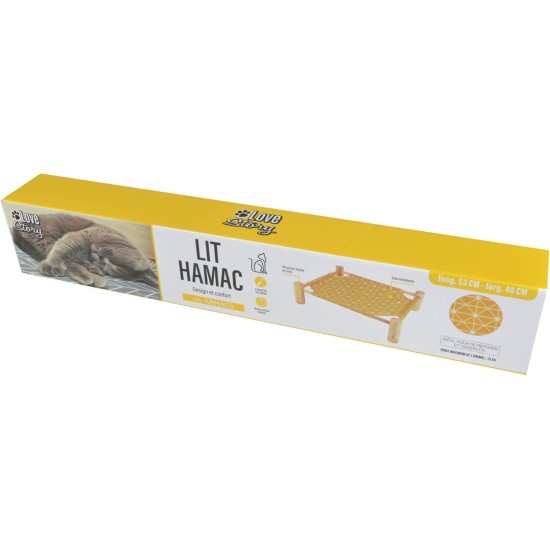 Wooden Hammock with Feet 53 x 48 cm Boho Cat Mustard Wooden Hammock with Feet 53 x 48 cm Boho Cat Mustard