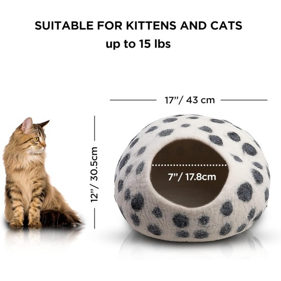 Woolygon Cats of The Wild Series Wool Cat Cave, 100% Merino Wool Handmade Eco-Friendly Felt Cat Den for Indoor Cats and Kittens Woolygon Cats of The Wild Series Wool Cat Cave, 100% Merino Wool Handmade Eco-Friendly Felt Cat Den for Indoor Cats and Kittens