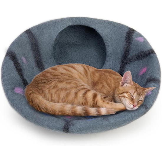 Woolygon Cats of The Wild Series Wool Cat Cave, 100% Merino Wool Handmade Eco-Friendly Felt Cat Den for Indoor Cats and Kittens Woolygon Cats of The Wild Series Wool Cat Cave, 100% Merino Wool Handmade Eco-Friendly Felt Cat Den for Indoor Cats and Kittens