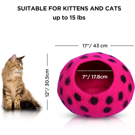 Woolygon Cats of The Wild Series Wool Cat Cave, 100% Merino Wool Handmade Eco-Friendly Felt Cat Den for Indoor Cats and Kittens Woolygon Cats of The Wild Series Wool Cat Cave, 100% Merino Wool Handmade Eco-Friendly Felt Cat Den for Indoor Cats and Kittens