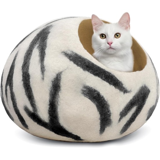Woolygon Cats of The Wild Series Wool Cat Cave, 100% Merino Wool Handmade Eco-Friendly Felt Cat Den for Indoor Cats and Kittens Woolygon Cats of The Wild Series Wool Cat Cave, 100% Merino Wool Handmade Eco-Friendly Felt Cat Den for Indoor Cats and Kittens
