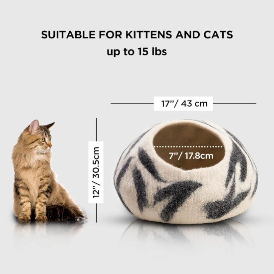 Woolygon Cats of The Wild Series Wool Cat Cave, 100% Merino Wool Handmade Eco-Friendly Felt Cat Den for Indoor Cats and Kittens Woolygon Cats of The Wild Series Wool Cat Cave, 100% Merino Wool Handmade Eco-Friendly Felt Cat Den for Indoor Cats and Kittens