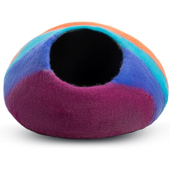 Woolygon Cats of The Wild Series Wool Cat Cave, 100% Merino Wool Handmade Eco-Friendly Felt Cat Den for Indoor Cats and Kittens Woolygon Cats of The Wild Series Wool Cat Cave, 100% Merino Wool Handmade Eco-Friendly Felt Cat Den for Indoor Cats and Kittens