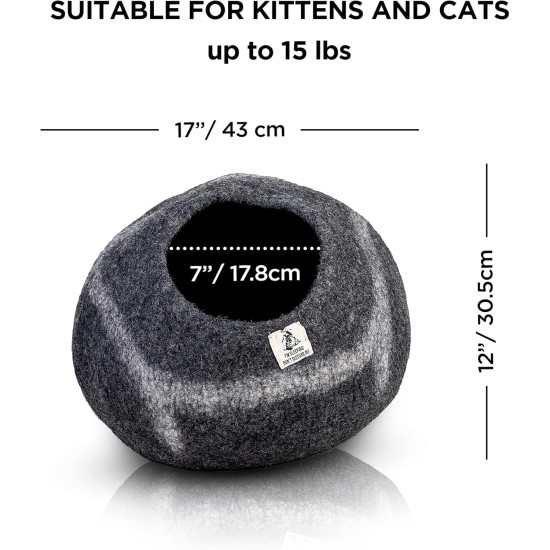 Woolygon Cats of The Wild Series Wool Cat Cave, 100% Merino Wool Handmade Eco-Friendly Felt Cat Den for Indoor Cats and Kittens Woolygon Cats of The Wild Series Wool Cat Cave, 100% Merino Wool Handmade Eco-Friendly Felt Cat Den for Indoor Cats and Kittens