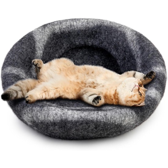 Woolygon Cats of The Wild Series Wool Cat Cave, 100% Merino Wool Handmade Eco-Friendly Felt Cat Den for Indoor Cats and Kittens Woolygon Cats of The Wild Series Wool Cat Cave, 100% Merino Wool Handmade Eco-Friendly Felt Cat Den for Indoor Cats and Kittens