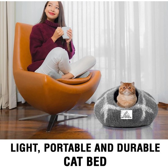 Woolygon Cats of The Wild Series Wool Cat Cave, 100% Merino Wool Handmade Eco-Friendly Felt Cat Den for Indoor Cats and Kittens Woolygon Cats of The Wild Series Wool Cat Cave, 100% Merino Wool Handmade Eco-Friendly Felt Cat Den for Indoor Cats and Kittens