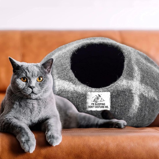 Woolygon Cats of The Wild Series Wool Cat Cave, 100% Merino Wool Handmade Eco-Friendly Felt Cat Den for Indoor Cats and Kittens Woolygon Cats of The Wild Series Wool Cat Cave, 100% Merino Wool Handmade Eco-Friendly Felt Cat Den for Indoor Cats and Kittens