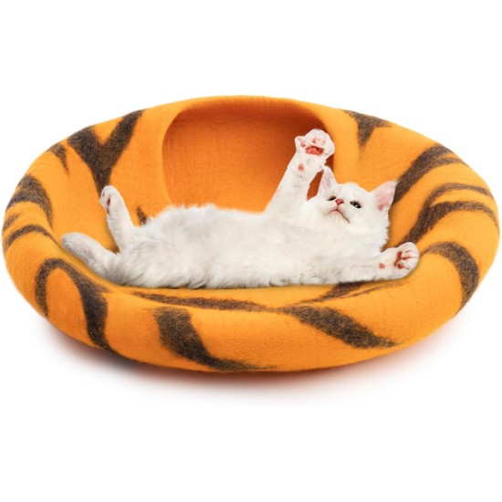 Woolygon Cats of The Wild Series Wool Cat Cave, 100% Merino Wool Handmade Eco-Friendly Felt Cat Den for Indoor Cats and Kittens Woolygon Cats of The Wild Series Wool Cat Cave, 100% Merino Wool Handmade Eco-Friendly Felt Cat Den for Indoor Cats and Kittens
