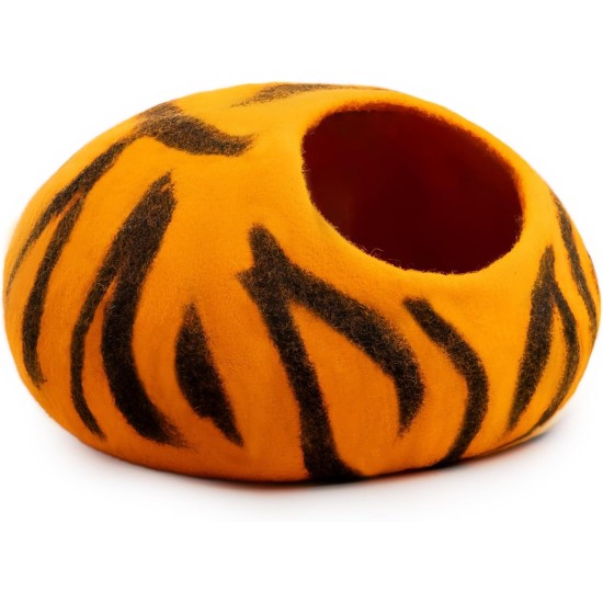 Woolygon Cats of The Wild Series Wool Cat Cave, 100% Merino Wool Handmade Eco-Friendly Felt Cat Den for Indoor Cats and Kittens Woolygon Cats of The Wild Series Wool Cat Cave, 100% Merino Wool Handmade Eco-Friendly Felt Cat Den for Indoor Cats and Kittens