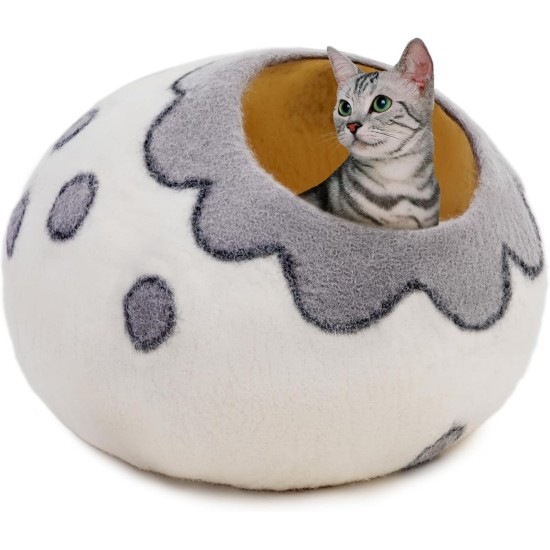 Woolygon Cats of The Wild Series Wool Cat Cave, 100% Merino Wool Handmade Eco-Friendly Felt Cat Den for Indoor Cats and Kittens Woolygon Cats of The Wild Series Wool Cat Cave, 100% Merino Wool Handmade Eco-Friendly Felt Cat Den for Indoor Cats and Kittens