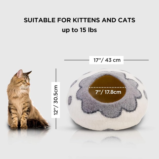 Woolygon Cats of The Wild Series Wool Cat Cave, 100% Merino Wool Handmade Eco-Friendly Felt Cat Den for Indoor Cats and Kittens Woolygon Cats of The Wild Series Wool Cat Cave, 100% Merino Wool Handmade Eco-Friendly Felt Cat Den for Indoor Cats and Kittens