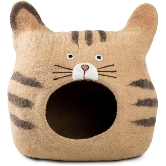 Woolygon Cats of The Wild Series Wool Cat Cave, 100% Merino Wool Handmade Eco-Friendly Felt Cat Den for Indoor Cats and Kittens Woolygon Cats of The Wild Series Wool Cat Cave, 100% Merino Wool Handmade Eco-Friendly Felt Cat Den for Indoor Cats and Kittens