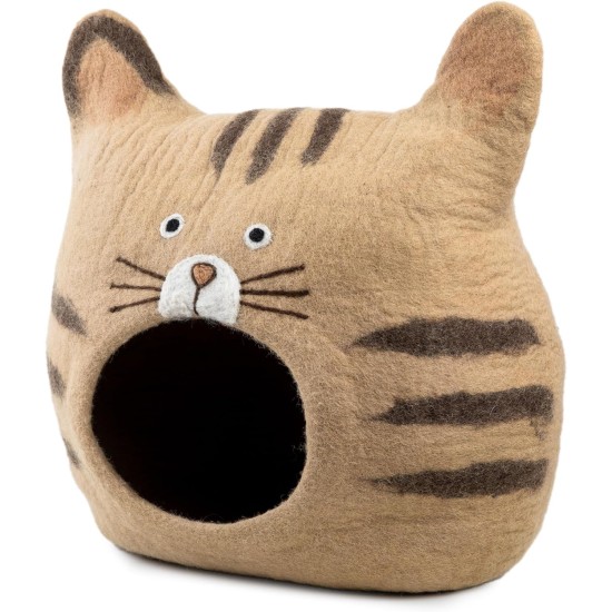 Woolygon Cats of The Wild Series Wool Cat Cave, 100% Merino Wool Handmade Eco-Friendly Felt Cat Den for Indoor Cats and Kittens Woolygon Cats of The Wild Series Wool Cat Cave, 100% Merino Wool Handmade Eco-Friendly Felt Cat Den for Indoor Cats and Kittens