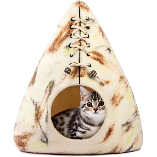 Woolygon Cats of The Wild Series Wool Cat Cave, 100% Merino Wool Handmade Eco-Friendly Felt Cat Den for Indoor Cats and Kittens Woolygon Cats of The Wild Series Wool Cat Cave, 100% Merino Wool Handmade Eco-Friendly Felt Cat Den for Indoor Cats and Kittens