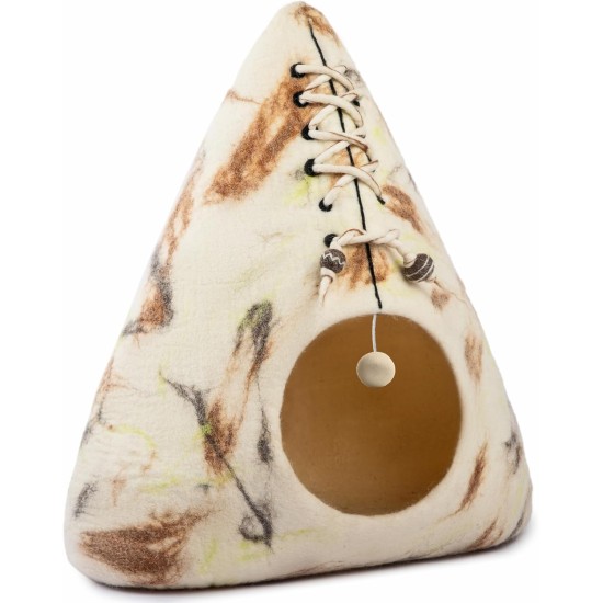 Woolygon Cats of The Wild Series Wool Cat Cave, 100% Merino Wool Handmade Eco-Friendly Felt Cat Den for Indoor Cats and Kittens Woolygon Cats of The Wild Series Wool Cat Cave, 100% Merino Wool Handmade Eco-Friendly Felt Cat Den for Indoor Cats and Kittens