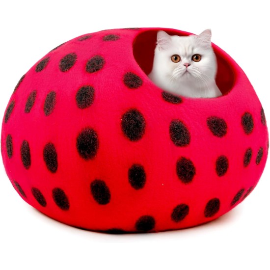 Woolygon Cats of The Wild Series Wool Cat Cave, 100% Merino Wool Handmade Eco-Friendly Felt Cat Den for Indoor Cats and Kittens Woolygon Cats of The Wild Series Wool Cat Cave, 100% Merino Wool Handmade Eco-Friendly Felt Cat Den for Indoor Cats and Kittens