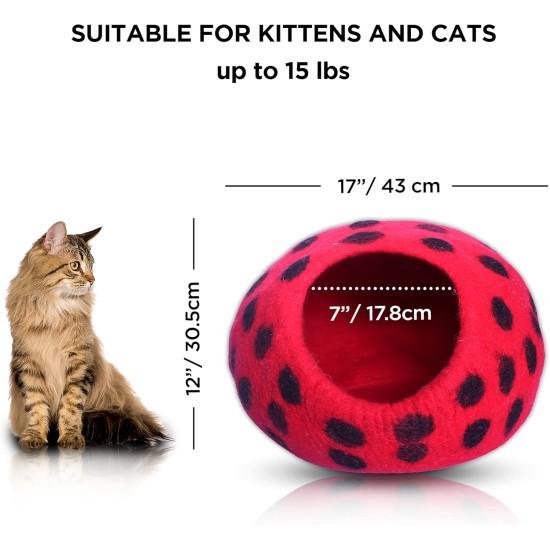 Woolygon Cats of The Wild Series Wool Cat Cave, 100% Merino Wool Handmade Eco-Friendly Felt Cat Den for Indoor Cats and Kittens Woolygon Cats of The Wild Series Wool Cat Cave, 100% Merino Wool Handmade Eco-Friendly Felt Cat Den for Indoor Cats and Kittens