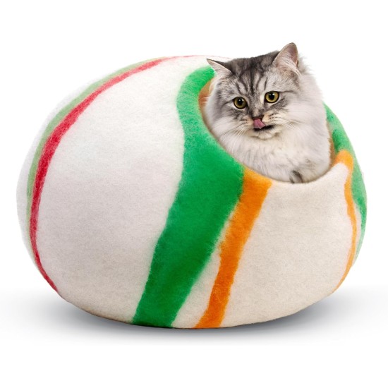 Woolygon Cats of The Wild Series Wool Cat Cave, 100% Merino Wool Handmade Eco-Friendly Felt Cat Den for Indoor Cats and Kittens Woolygon Cats of The Wild Series Wool Cat Cave, 100% Merino Wool Handmade Eco-Friendly Felt Cat Den for Indoor Cats and Kittens