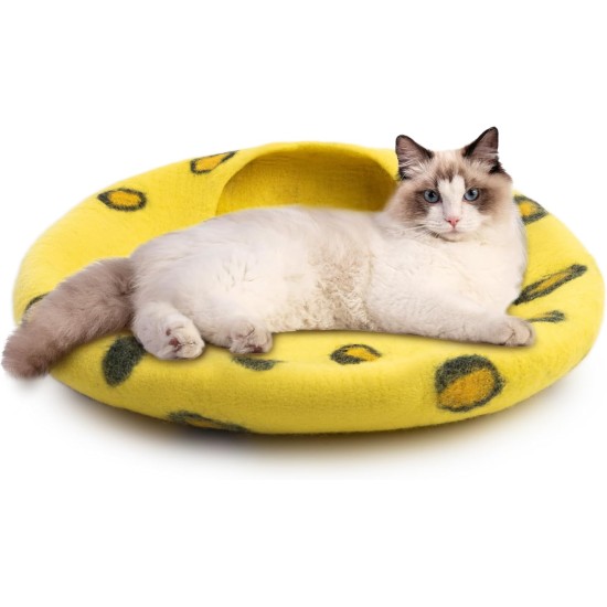Woolygon Cats of The Wild Series Wool Cat Cave, 100% Merino Wool Handmade Eco-Friendly Felt Cat Den for Indoor Cats and Kittens Woolygon Cats of The Wild Series Wool Cat Cave, 100% Merino Wool Handmade Eco-Friendly Felt Cat Den for Indoor Cats and Kittens