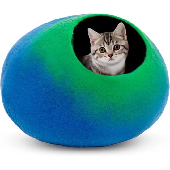 Woolygon Cats of The Wild Series Wool Cat Cave, 100% Merino Wool Handmade Eco-Friendly Felt Cat Den for Indoor Cats and Kittens Woolygon Cats of The Wild Series Wool Cat Cave, 100% Merino Wool Handmade Eco-Friendly Felt Cat Den for Indoor Cats and Kittens