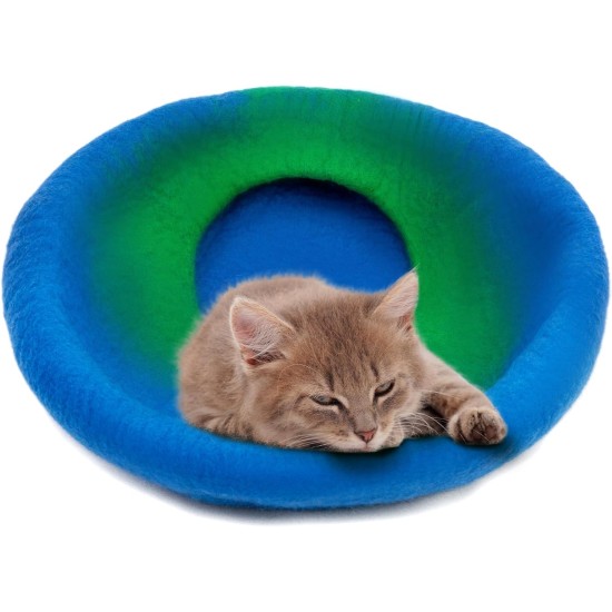 Woolygon Cats of The Wild Series Wool Cat Cave, 100% Merino Wool Handmade Eco-Friendly Felt Cat Den for Indoor Cats and Kittens Woolygon Cats of The Wild Series Wool Cat Cave, 100% Merino Wool Handmade Eco-Friendly Felt Cat Den for Indoor Cats and Kittens