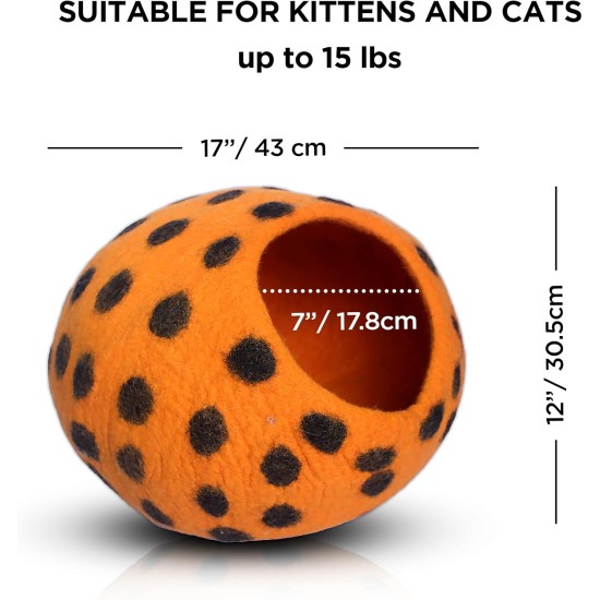 Woolygon Cats of The Wild Series Wool Cat Cave, 100% Merino Wool Handmade Eco-Friendly Felt Cat Den for Indoor Cats and Kittens Woolygon Cats of The Wild Series Wool Cat Cave, 100% Merino Wool Handmade Eco-Friendly Felt Cat Den for Indoor Cats and Kittens