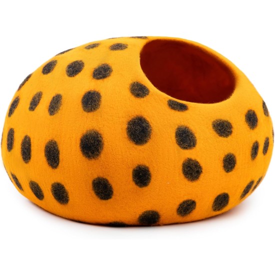 Woolygon Cats of The Wild Series Wool Cat Cave, 100% Merino Wool Handmade Eco-Friendly Felt Cat Den for Indoor Cats and Kittens Woolygon Cats of The Wild Series Wool Cat Cave, 100% Merino Wool Handmade Eco-Friendly Felt Cat Den for Indoor Cats and Kittens