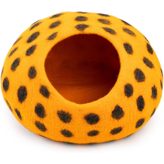 Woolygon Cats of The Wild Series Wool Cat Cave, 100% Merino Wool Handmade Eco-Friendly Felt Cat Den for Indoor Cats and Kittens Woolygon Cats of The Wild Series Wool Cat Cave, 100% Merino Wool Handmade Eco-Friendly Felt Cat Den for Indoor Cats and Kittens