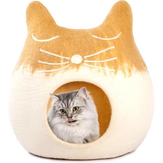 Woolygon Cats of The Wild Series Wool Cat Cave, 100% Merino Wool Handmade Eco-Friendly Felt Cat Den for Indoor Cats and Kittens Woolygon Cats of The Wild Series Wool Cat Cave, 100% Merino Wool Handmade Eco-Friendly Felt Cat Den for Indoor Cats and Kittens