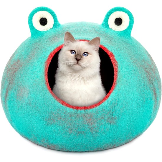Woolygon Cats of The Wild Series Wool Cat Cave, 100% Merino Wool Handmade Eco-Friendly Felt Cat Den for Indoor Cats and Kittens Woolygon Cats of The Wild Series Wool Cat Cave, 100% Merino Wool Handmade Eco-Friendly Felt Cat Den for Indoor Cats and Kittens
