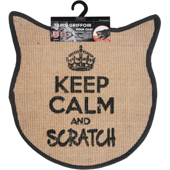Wouapy - Cat Scratching Mat - Sisal Scratching Mat - Design & Trend - Keep Calm and Scratch - Grey Anthracite 55 x 31 x 0.7 cm Wouapy - Cat Scratching Mat - Sisal Scratching Mat - Design & Trend - Keep Calm and Scratch - Grey Anthracite 55 x 31 x 0.7 cm