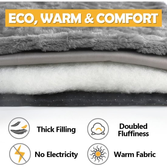 XIAPIA Self-Heating Blanket Cat and Dogs, Fluffy Self-Warming Cat Blanket without Cable, Heat Blanket Electric Blanket without Electricity, Washable Thermal Blanket Cat Cushion (Grey, 90 x 60) XIAPIA Self-Heating Blanket Cat and Dogs, Fluffy Self-Warming Cat Blanket without Cable, Heat Blanket Electric Blanket without Electricity, Washable Thermal Blanket Cat Cushion (Grey, 90 x 60)