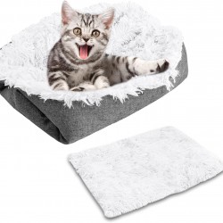 Xzeemo 61 cm x 51 cm Cat Bed, 2-in-1 Pet Beds, Cat Sleeping Area, Washable Cat Sofa, Small Dog Bed, Fluffy Pet Cushion, Warm Puppy Bed, Fluffy Cat Bed (White) Xzeemo 61 cm x 51 cm Cat Bed, 2-in-1 Pet Beds, Cat Sleeping Area, Washable Cat Sofa, Small Dog Bed, Fluffy Pet Cushion, Warm Puppy Bed, Fluffy Cat Bed (White)