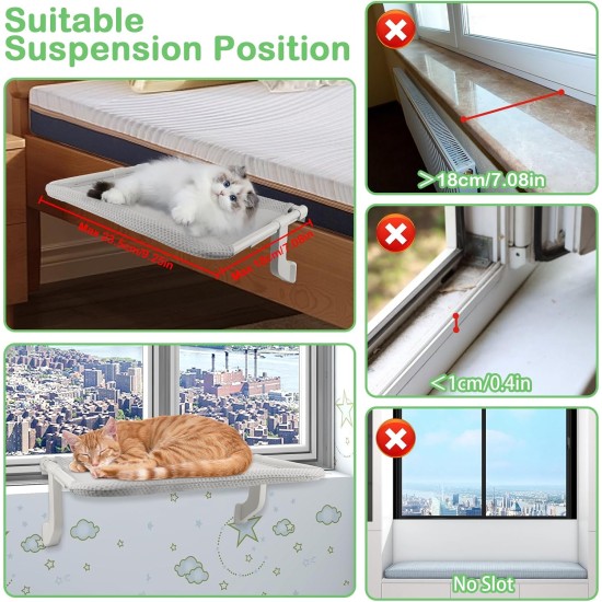 YARVPUV 2-in-1 Cat Window Lounger 53.5 x 39.5 cm Window Lounger for Cats Cat Bed Window with Suction Cups and Hook Mode, Window Sill Cat Up to 25 kg Load Capacity, Cat Hammock Grey YARVPUV 2-in-1 Cat Window Lounger 53.5 x 39.5 cm Window Lounger for Cats Cat Bed Window with Suction Cups and Hook Mode, Window Sill Cat Up to 25 kg Load Capacity, Cat Hammock Grey