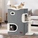 YITAHOME Cat Bed for Indoor Cats, Indoor Cat House, Cat Cave Cat Cave Scratching Post Small with Platform, Cat Furniture, Cat Bed Cave, Cat Caves, Cat Beds (Grey)