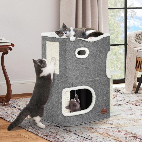 YITAHOME Cat Bed for Indoor Cats, Indoor Cat House, Cat Cave Cat Cave Scratching Post Small with Platform, Cat Furniture, Cat Bed Cave, Cat Caves, Cat Beds (Grey) YITAHOME Cat Bed for Indoor Cats, Indoor Cat House, Cat Cave Cat Cave Scratching Post Small with Platform, Cat Furniture, Cat Bed Cave, Cat Caves, Cat Beds (Grey)