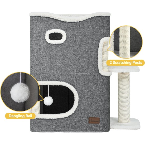 YITAHOME Cat Bed for Indoor Cats, Indoor Cat House, Cat Cave Cat Cave Scratching Post Small with Platform, Cat Furniture, Cat Bed Cave, Cat Caves, Cat Beds (Grey) YITAHOME Cat Bed for Indoor Cats, Indoor Cat House, Cat Cave Cat Cave Scratching Post Small with Platform, Cat Furniture, Cat Bed Cave, Cat Caves, Cat Beds (Grey)