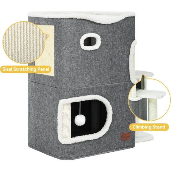 YITAHOME Cat Bed for Indoor Cats, Indoor Cat House, Cat Cave Cat Cave Scratching Post Small with Platform, Cat Furniture, Cat Bed Cave, Cat Caves, Cat Beds (Grey) YITAHOME Cat Bed for Indoor Cats, Indoor Cat House, Cat Cave Cat Cave Scratching Post Small with Platform, Cat Furniture, Cat Bed Cave, Cat Caves, Cat Beds (Grey)