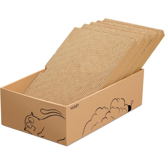 Ycozy Cat Scratching Board with Box and 5 Scratching Boards, Large XXL Double-Sided Scratching Board for Cats, High-Quality Interchangeable Cardboard, Durable Cat Furniture Ycozy Cat Scratching Board with Box and 5 Scratching Boards, Large XXL Double-Sided Scratching Board for Cats, High-Quality Interchangeable Cardboard, Durable Cat Furniture