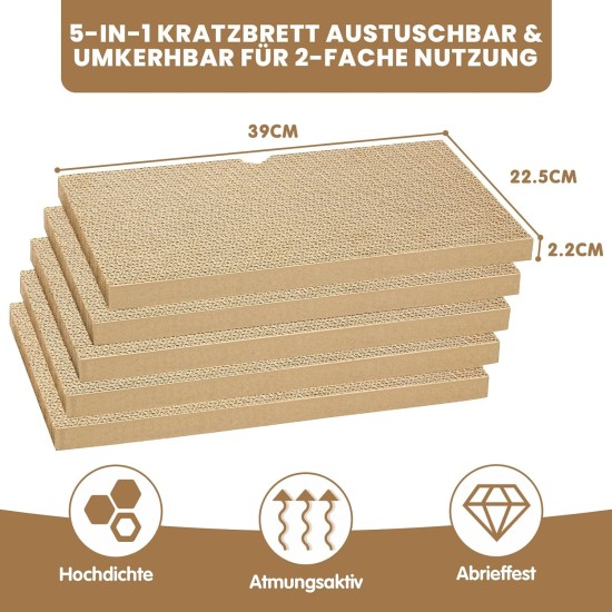 Ycozy Cat Scratching Board with Box and 5 Scratching Boards, Large XXL Double-Sided Scratching Board for Cats, High-Quality Interchangeable Cardboard, Durable Cat Furniture Ycozy Cat Scratching Board with Box and 5 Scratching Boards, Large XXL Double-Sided Scratching Board for Cats, High-Quality Interchangeable Cardboard, Durable Cat Furniture
